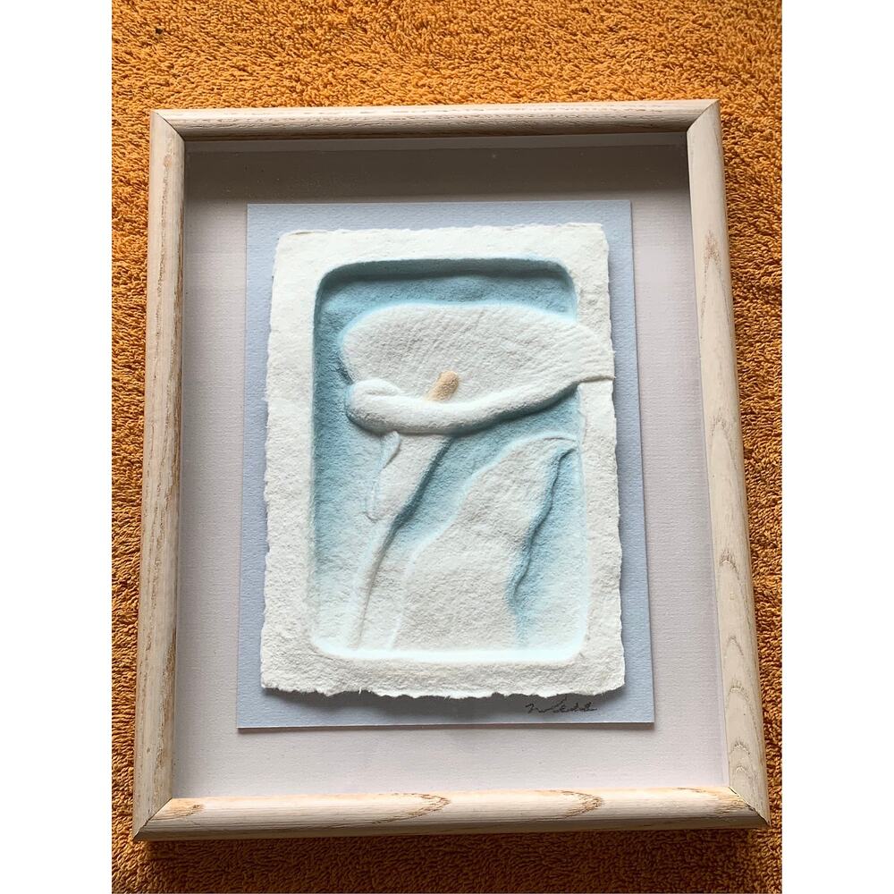Handcast Paper Artwork- Vintage Figi Graphics- Callie Lily- blue, white beige - Picture 6 of 8
